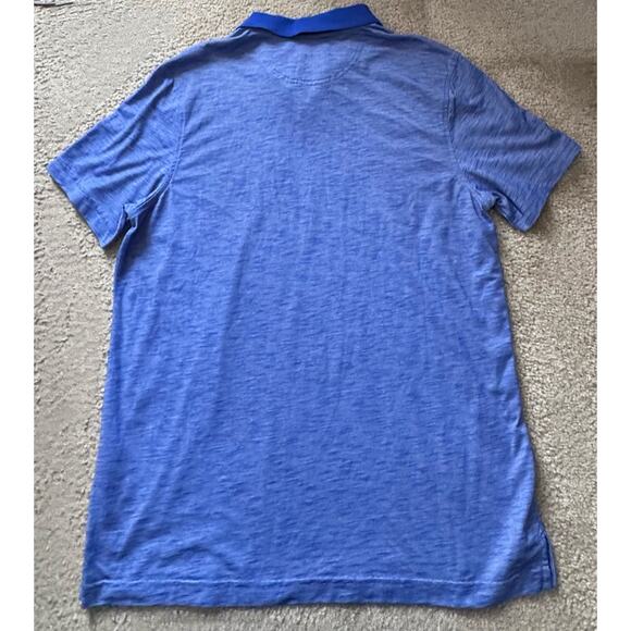 Nordstrom Polo Shirt Mens Large Tech Smart Heathered Blue Short Sleeve V Neck - Picture 2 of 7